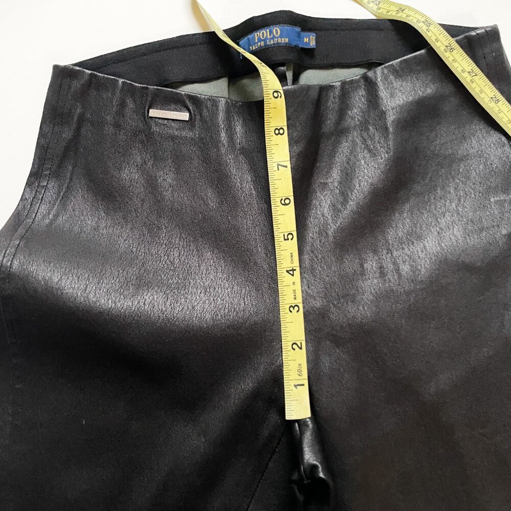 Polo Ralph Lauren Lamb Leather Skinny Trouser Leggings Black Size Medium - Picture 11 of 13